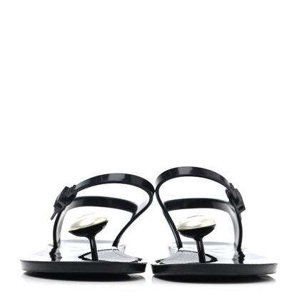 Chanel Jelly Pearl CC Thong Sandals 35 Black 2 of 4