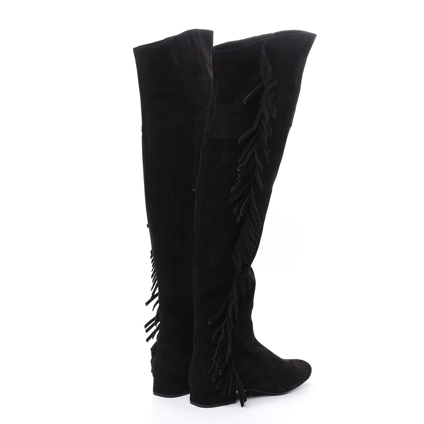 Suede Goatskin BB 20 Over The Knee Fringed Boots 37.5 Black