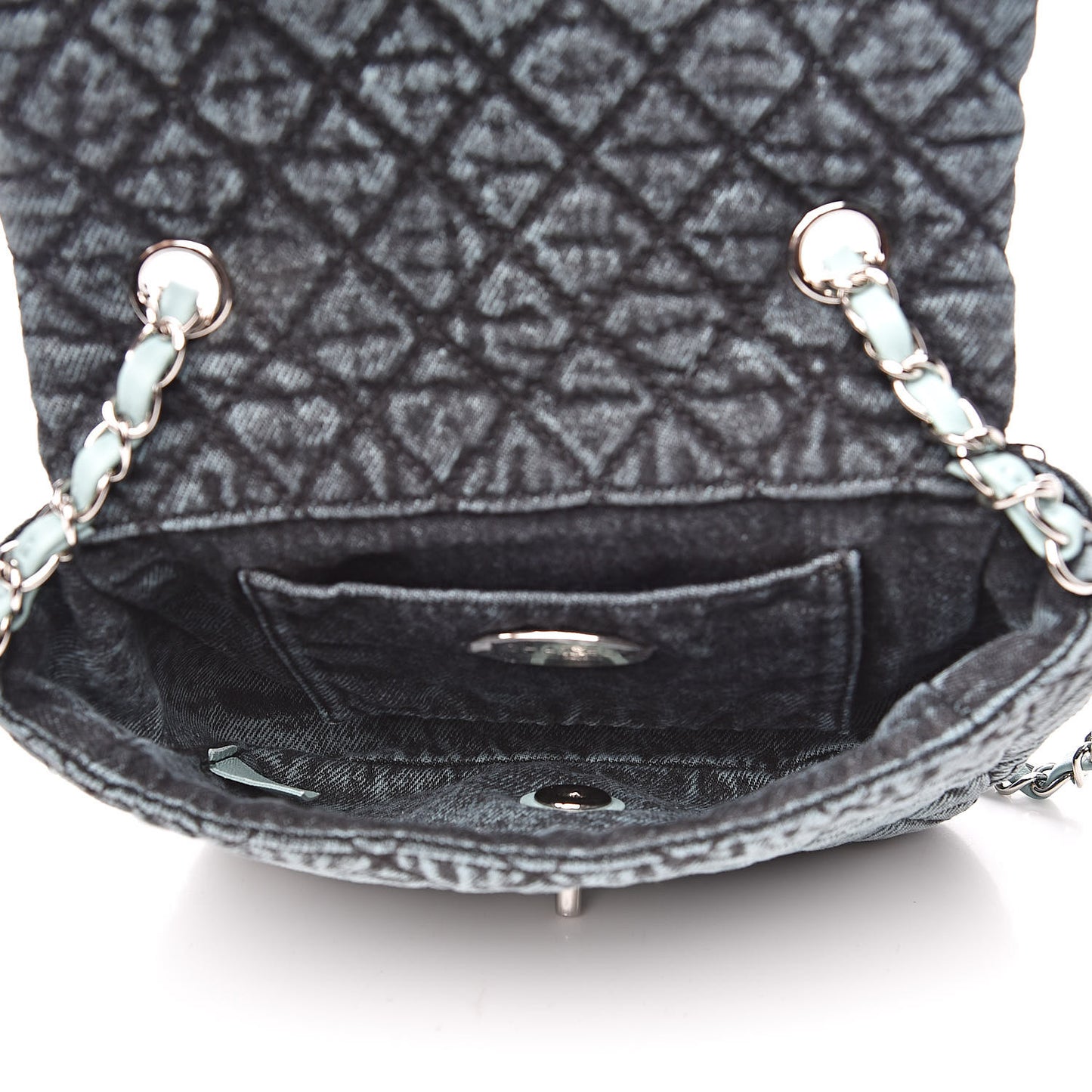 Denim Quilted Small Denimpression Flap Blue Black