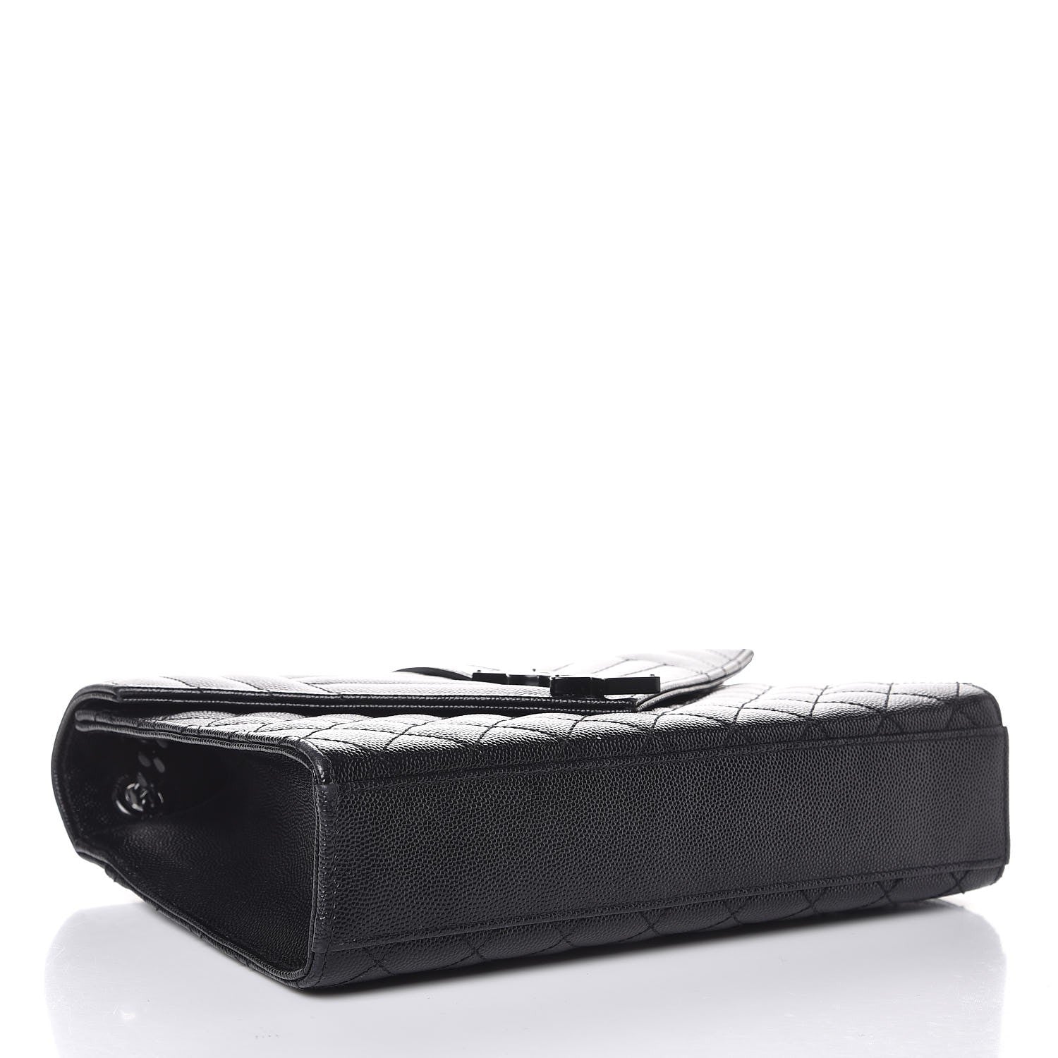Saint Laurent Grain De Poudre Textured Mixed Matelasse Triquilt Medium Monogram Satchel Black 4 of 6