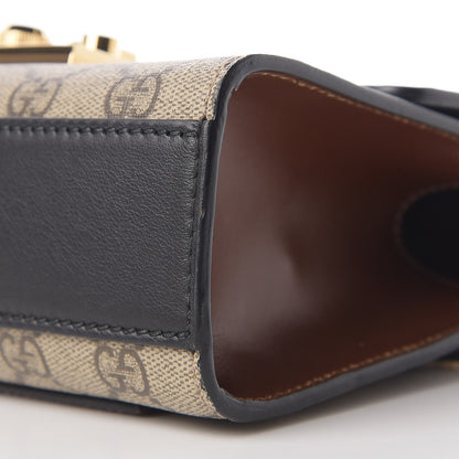 Gucci GG Supreme Monogram Calfskin Small Padlock Shoulder Bag Beige Black Cuir 8 of 12