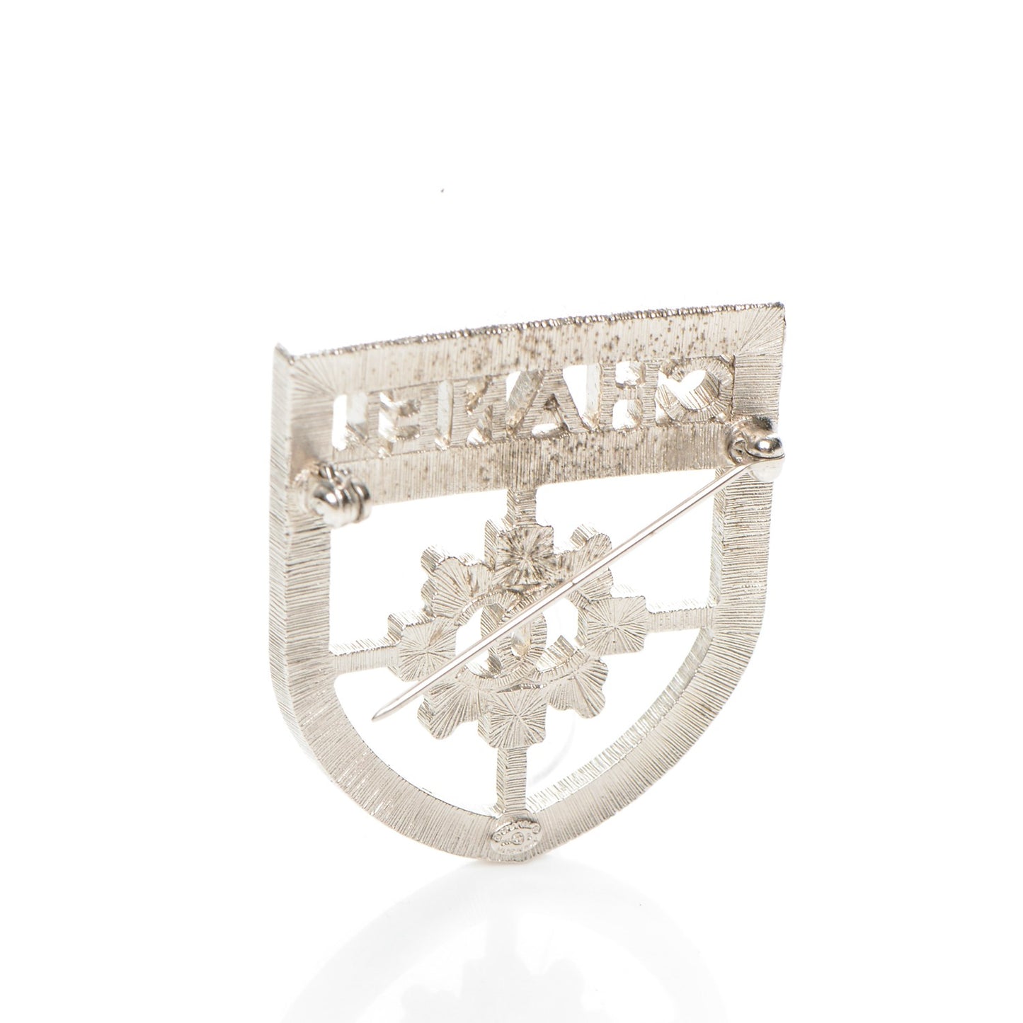 Swarovski Baguette Crystal CC Shield Brooch Silver