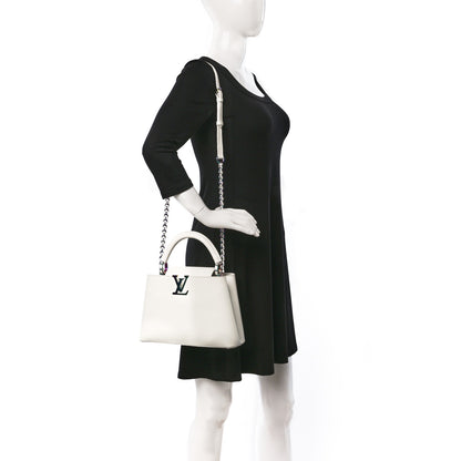 Louis Vuitton Taurillon Braided Chain Capucines BB Snow 2 of 12