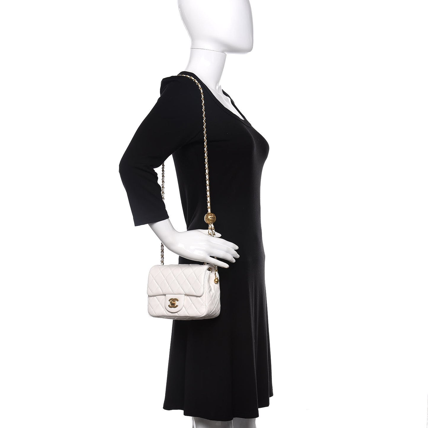 Lambskin Quilted Mini Pearl Crush Flap White