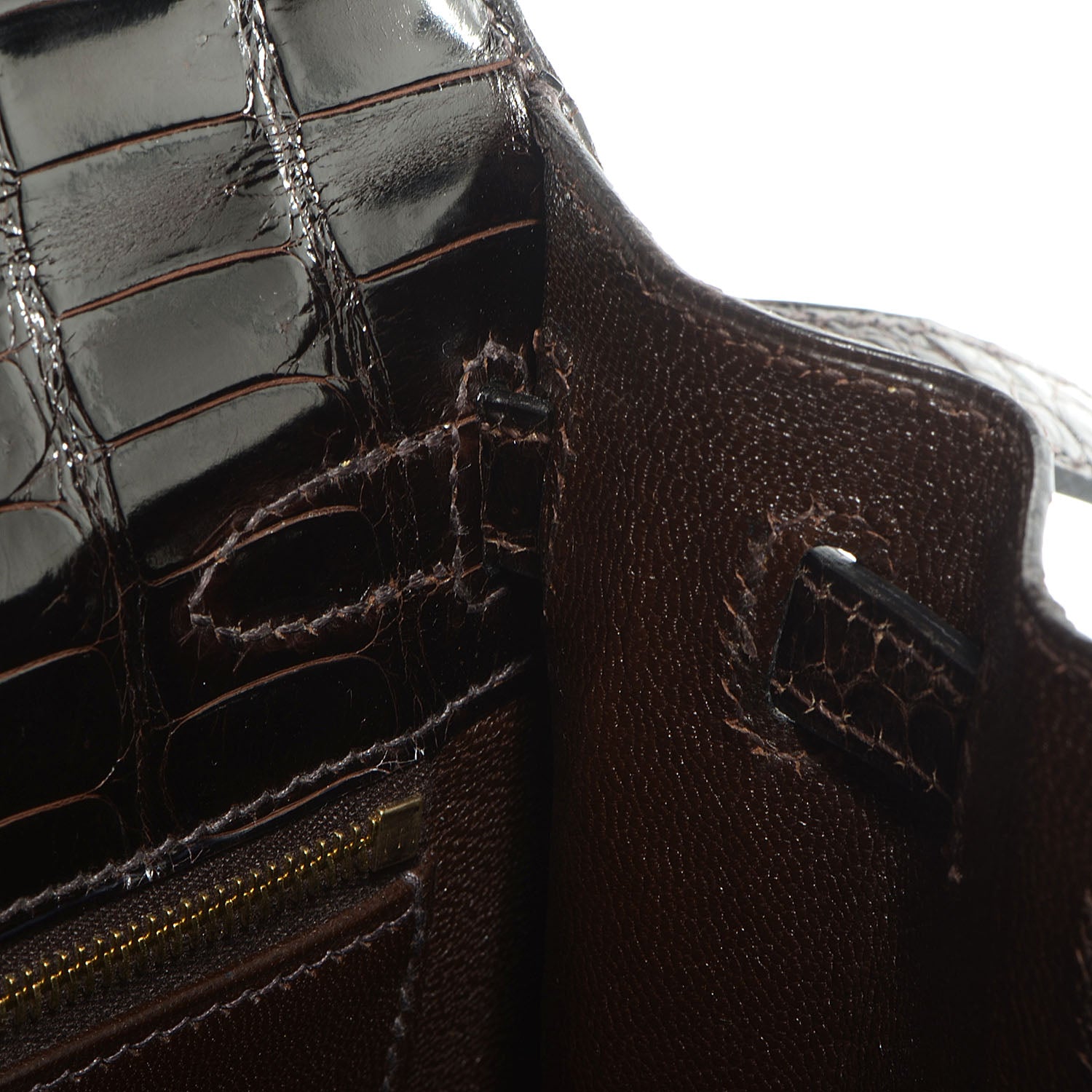 Hermes Shiny Porosus Crocodile Kelly Sellier 25 Cocoan 23 of 28
