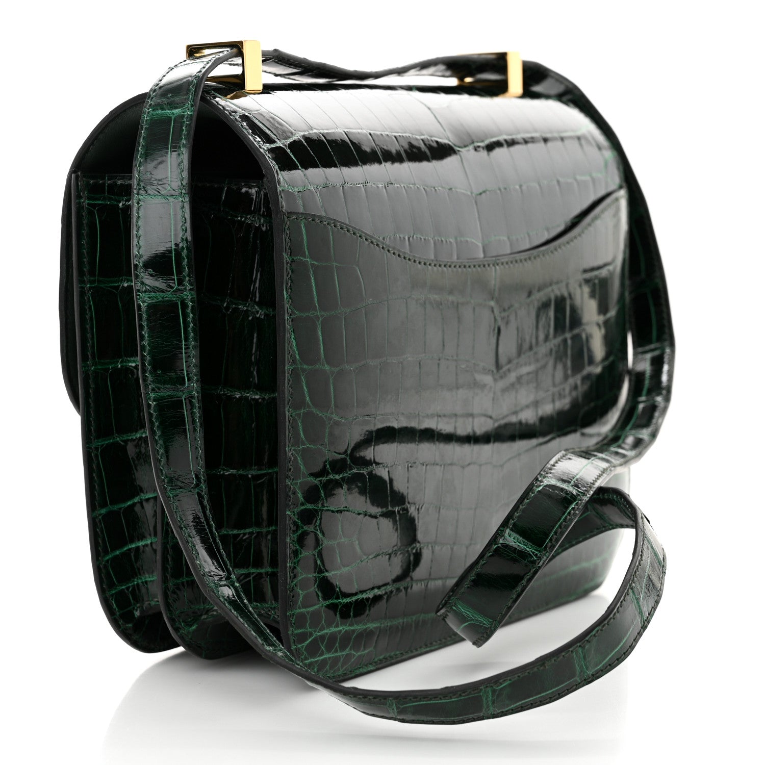 Hermes Shiny Niloticus Crocodile Constance 24 Vert Fonce 3 of 14