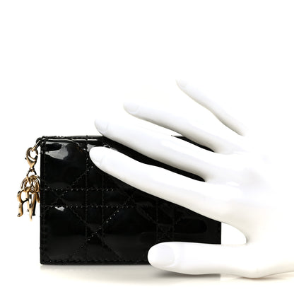 Christian Dior Patent Cannage Small Lady Dior Flap Card Holder Black 2 of 8