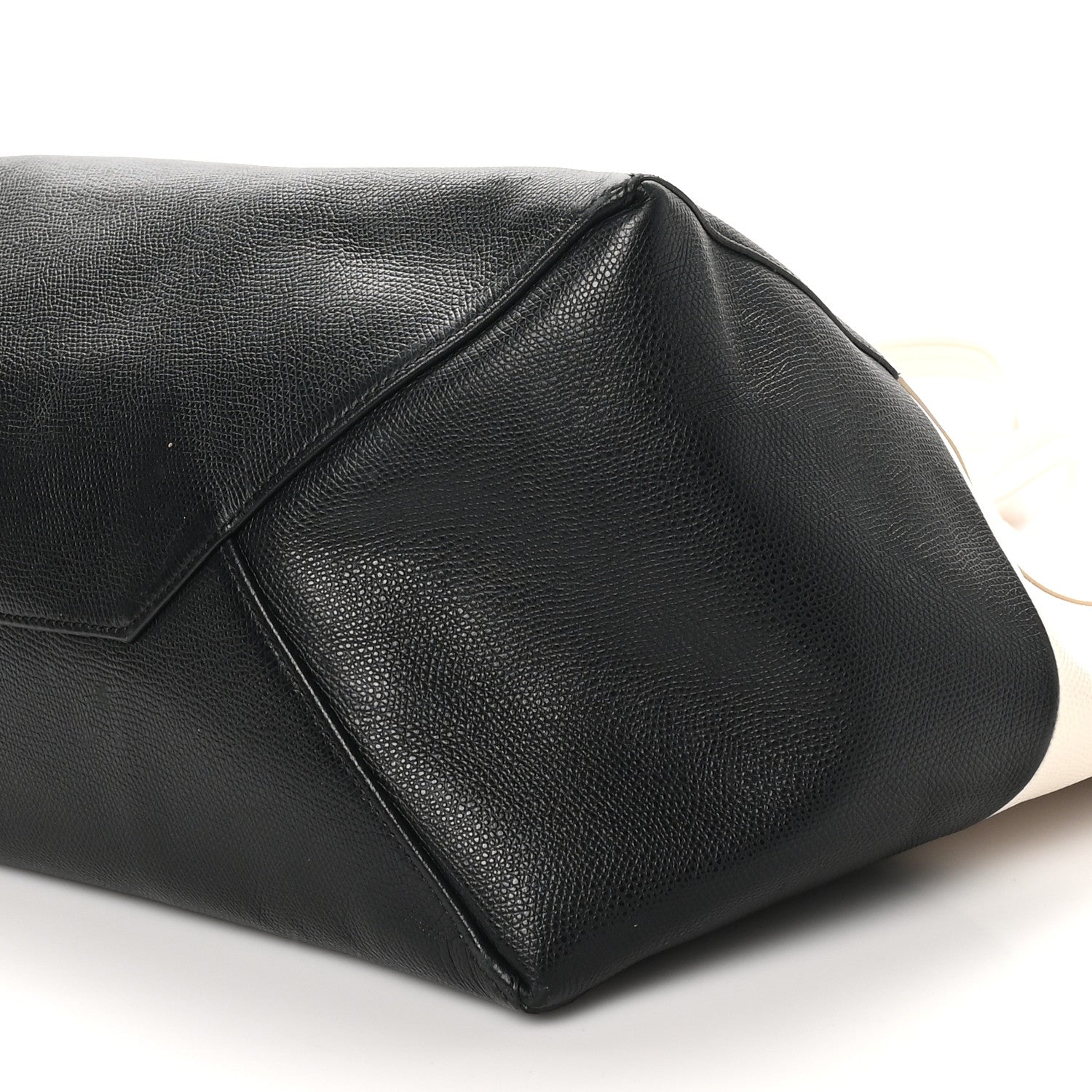 Celine Grained Calfskin Horizontal Bi-Color Cabas White Black 9 of 9
