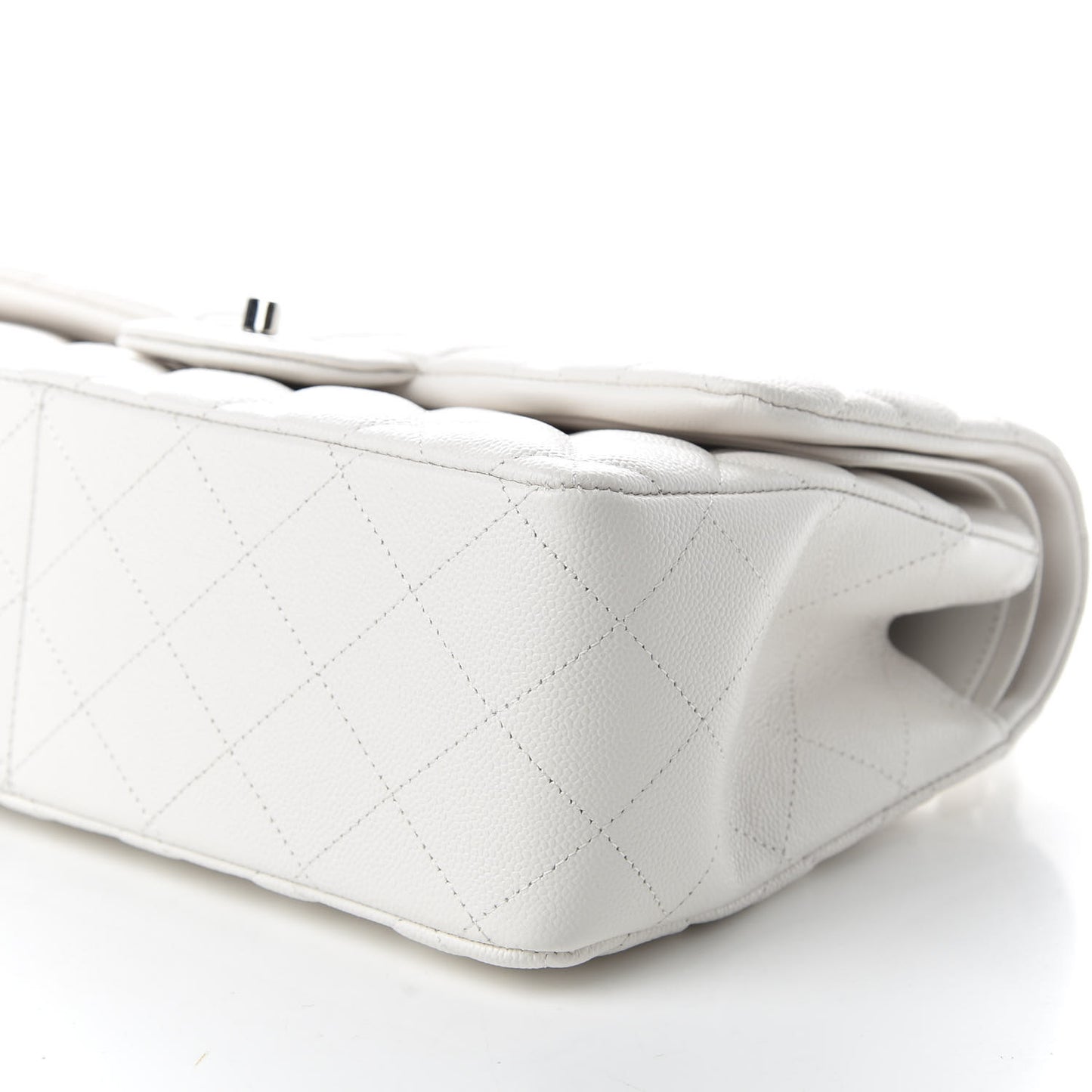 Caviar Quilted Jumbo Double Flap White