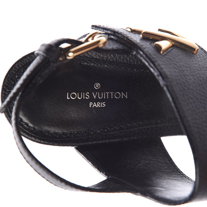 Louis Vuitton Grained Calfskin Horizon Platform Sandals 37.5 Black 6 of 9