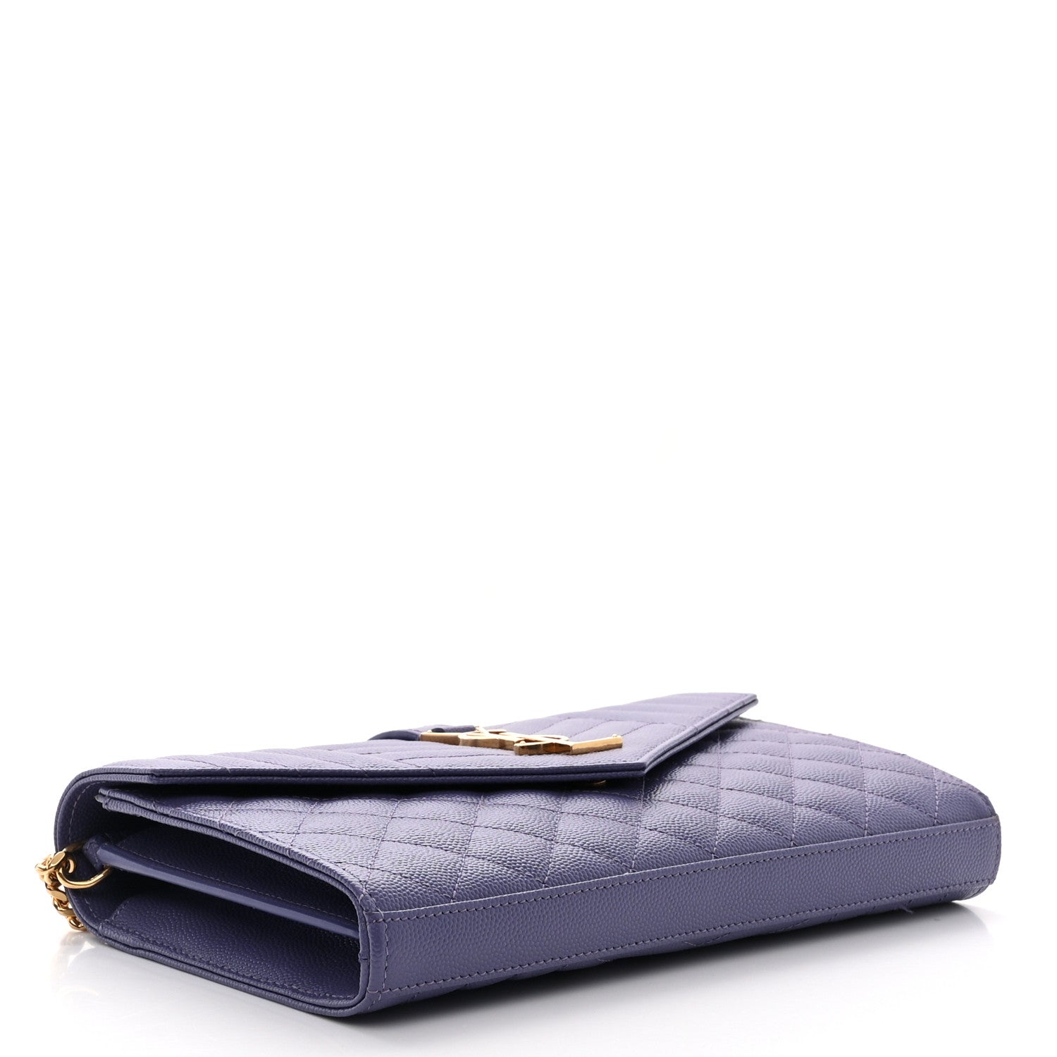 Saint Laurent Grain De Poudre Mixed Matelasse Triquilt Monogram Chain Wallet Dark Wisteria 4 of 10