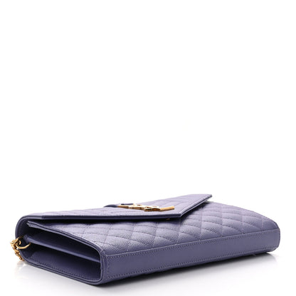 Saint Laurent Grain De Poudre Mixed Matelasse Triquilt Monogram Chain Wallet Dark Wisteria 4 of 10