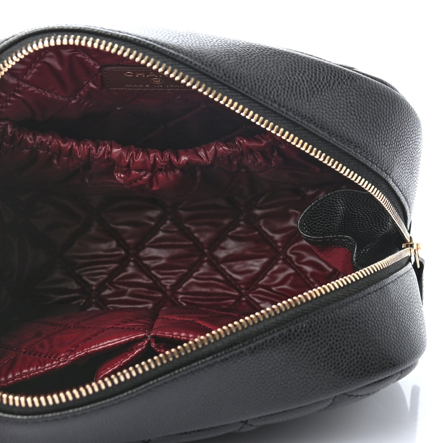 Caviar Quilted Curvy Pouch Cosmetic Case Black