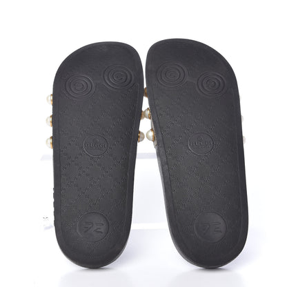 Gucci GG Supreme Monogram Slide Pearls Sandals 39 Beige 5 of 7