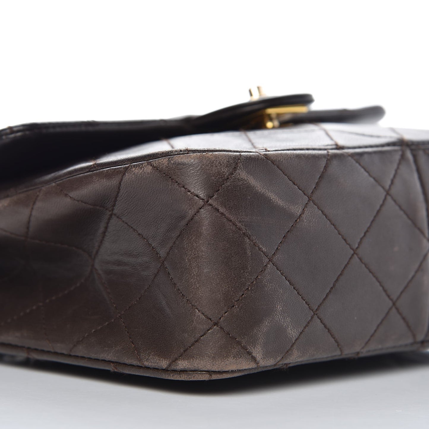 Lambskin Quilted Small Single Flap Brown