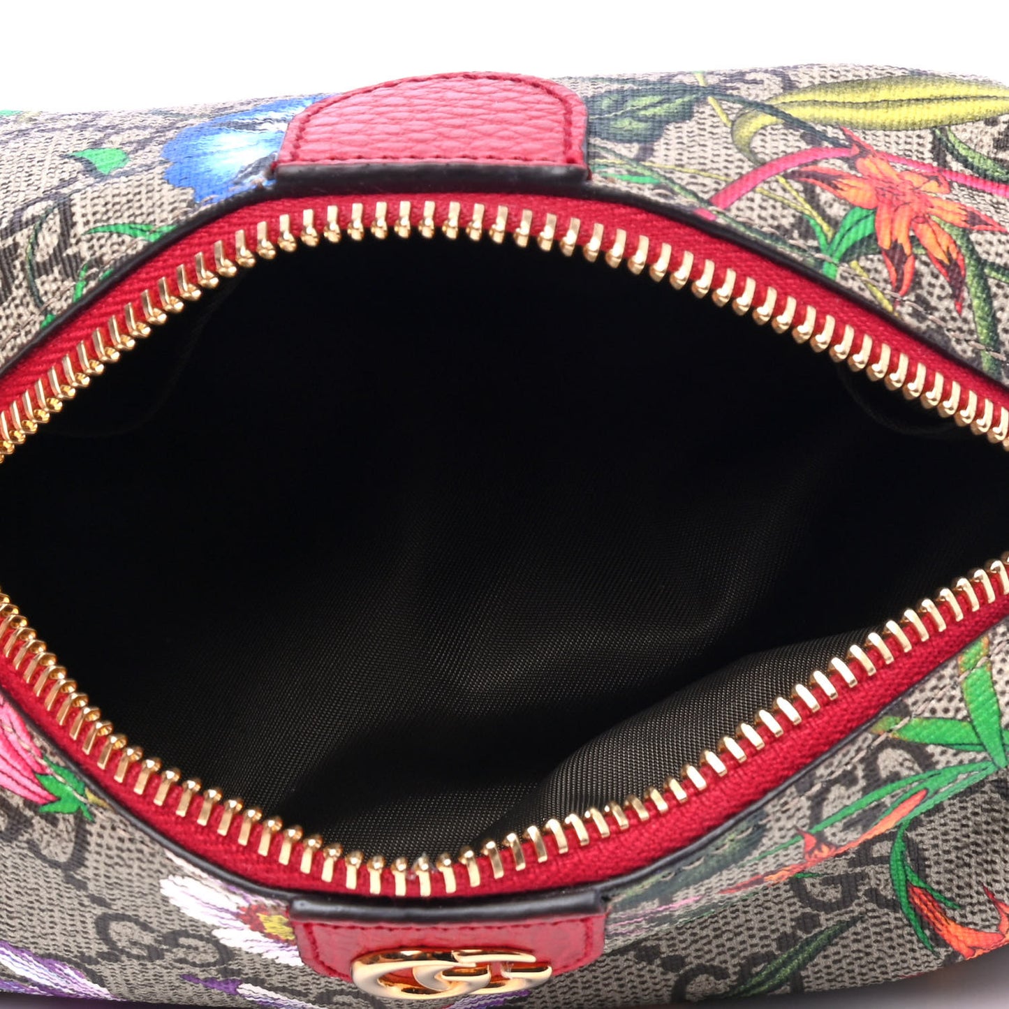 Soft GG Supreme Monogram Flora Calfskin Small Ophidia Cosmetic Case Beige Ebony Multicolor Rosso