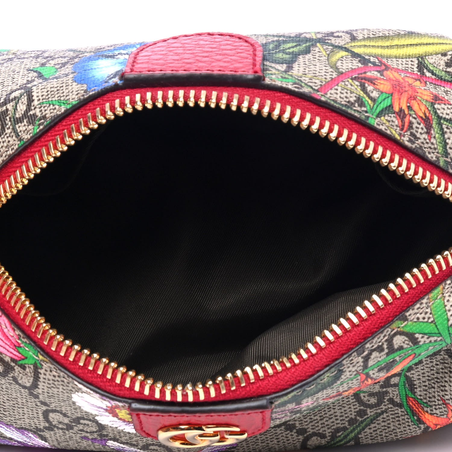 Gucci Soft GG Supreme Monogram Flora Calfskin Small Ophidia Cosmetic Case Beige Ebony Multicolor Rosso 3 of 4