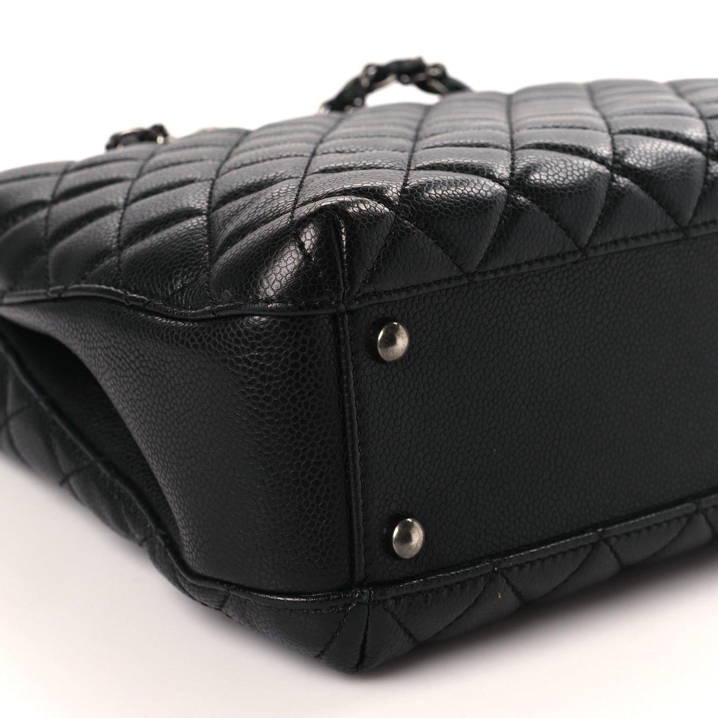 Caviar Quilted City Shopping Tote Black