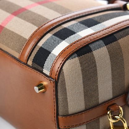 Burberry House Check Bridle Calfskin Small Alchester Bowling Bag Dark Tan 11 of 13