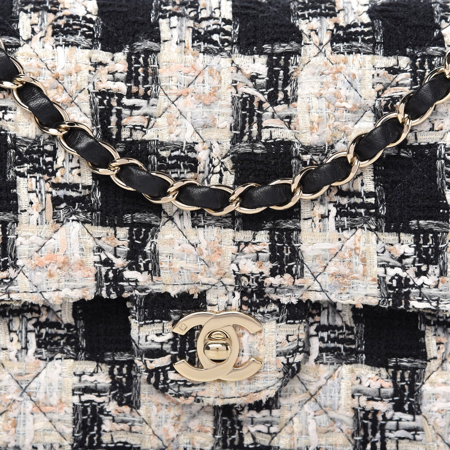 Tweed Quilted Medium Double Flap Multicolor