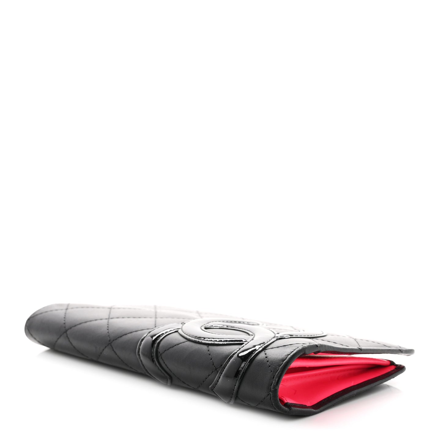 Calfskin Quilted Cambon Yen Wallet Black
