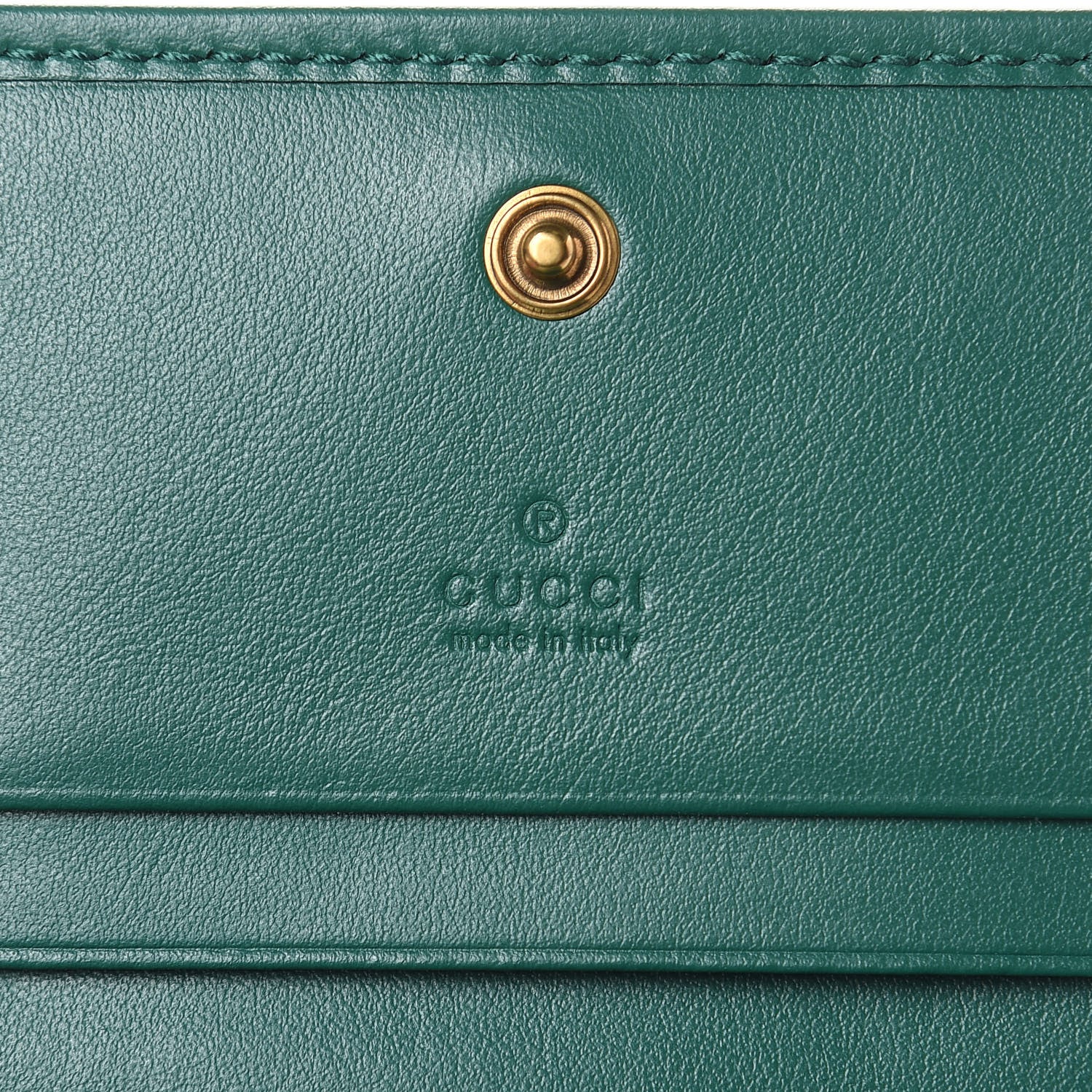 Gucci Calfskin Matelasse GG Marmont Card Case Wallet Emerald 6 of 8