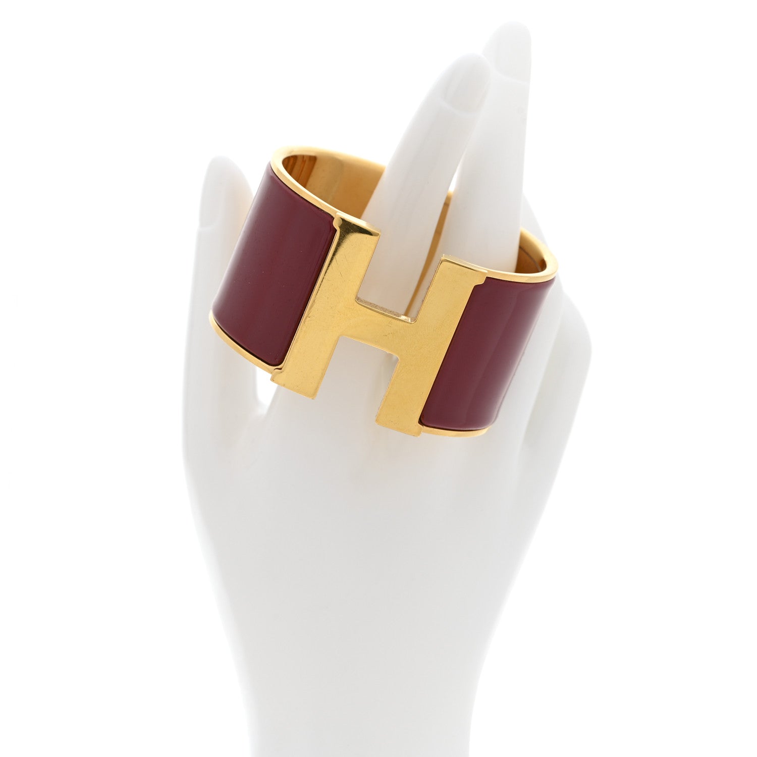 Hermes Enamel Extra Wide Clic Clac H Bracelet PM Rouge De Chine 2 of 6