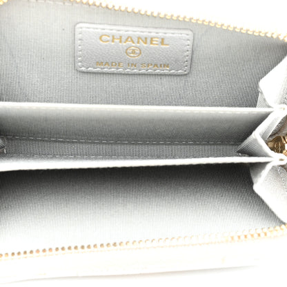 Chanel Metallic Lambskin Quilted 19 Zip Around Coin Purse Wallet Silver 5 of 10