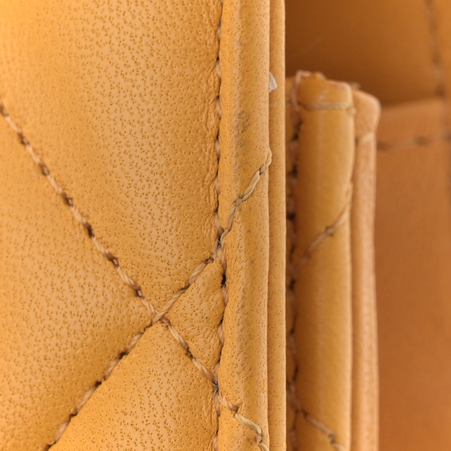 Lambskin Quilted Flap Phone Holder With Chain Yellow