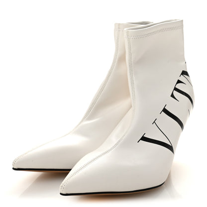 Valentino Garavani Eco Leather VLTN 70mm Sock Booties 36.5 White Black 3 of 8