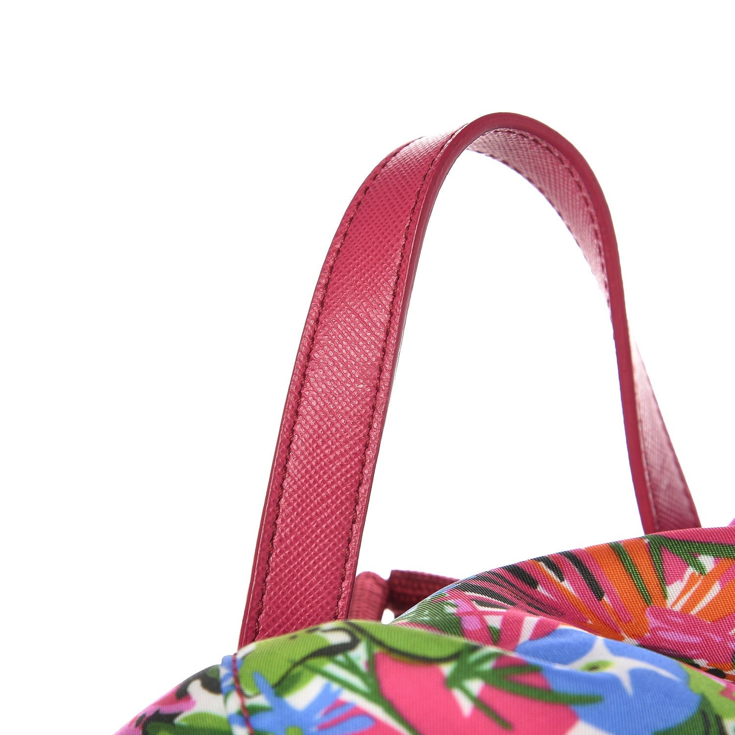 Prada Nylon Floral Print Single Buckle Backpack Pink 8 of 8