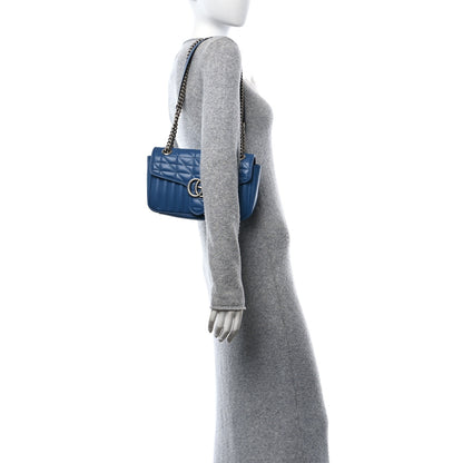 Gucci Calfskin Matelasse Aria Small GG Marmont Shoulder Bag Clear Blue 3 of 11
