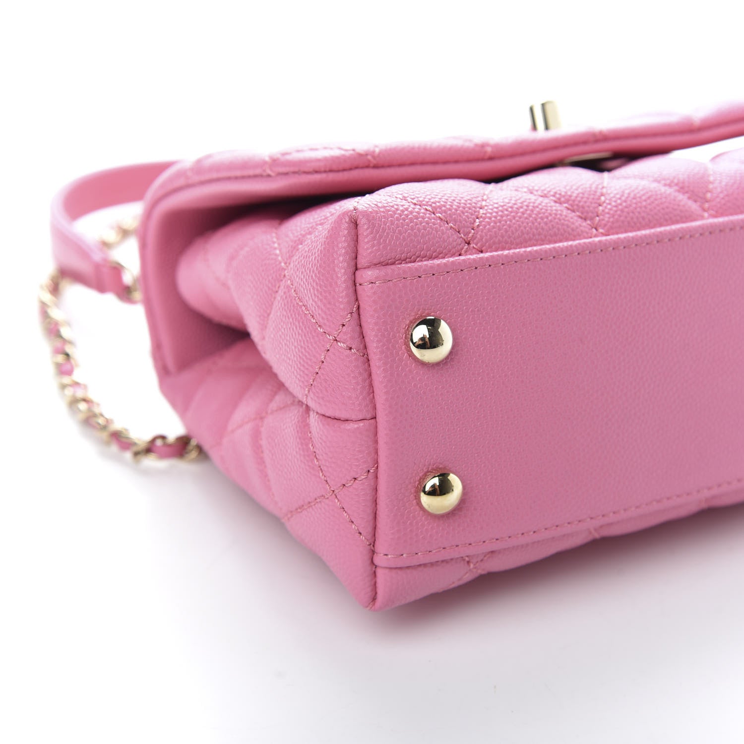 Chanel Caviar Quilted Lizard Embossed Extra Mini Coco Handle Flap Pink 6 of 11