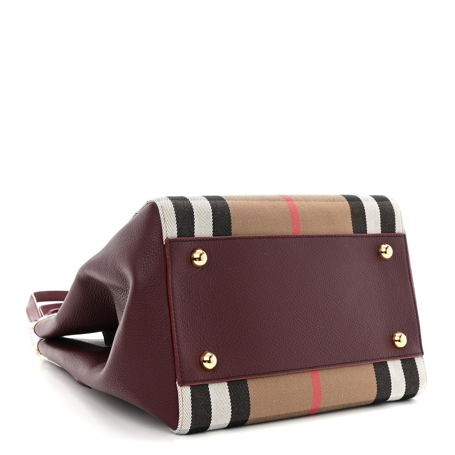 Burberry House Check Grainy Calfskin Small Canterbury Tote Mahogany Red 4 of 11