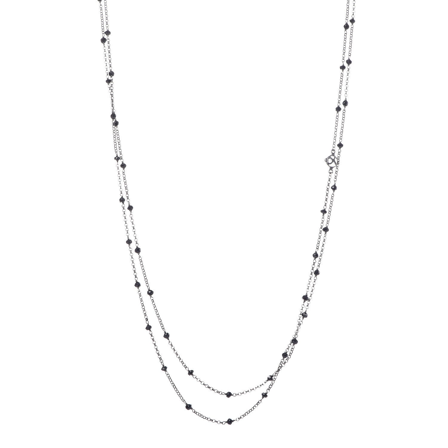 David Yurman Sterling Silver Black Onyx Station Chain Necklace 1 of 5