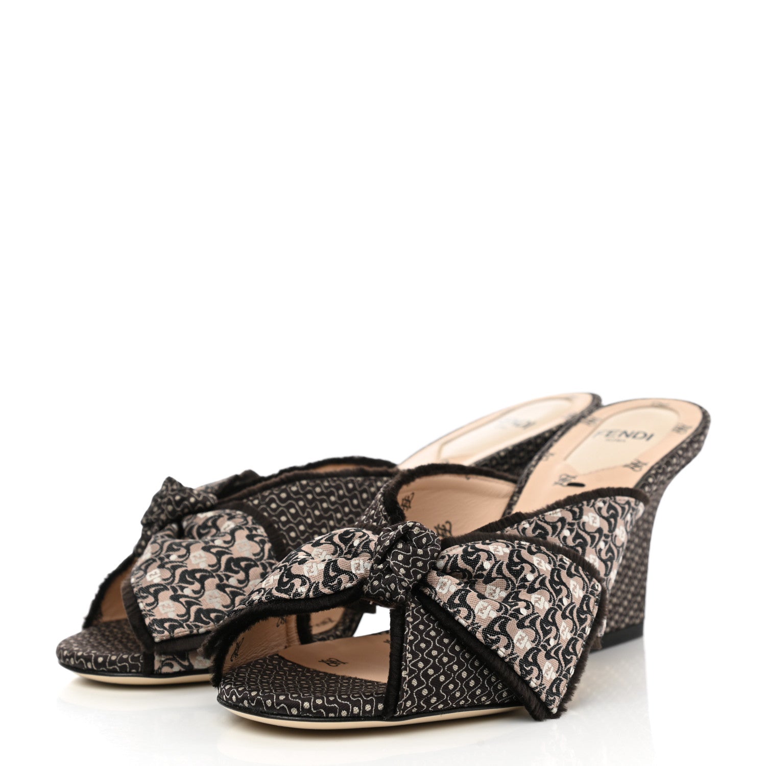 Fendi Jacquard FF Fabric Ffreedom Mules 36 Black 3 of 7