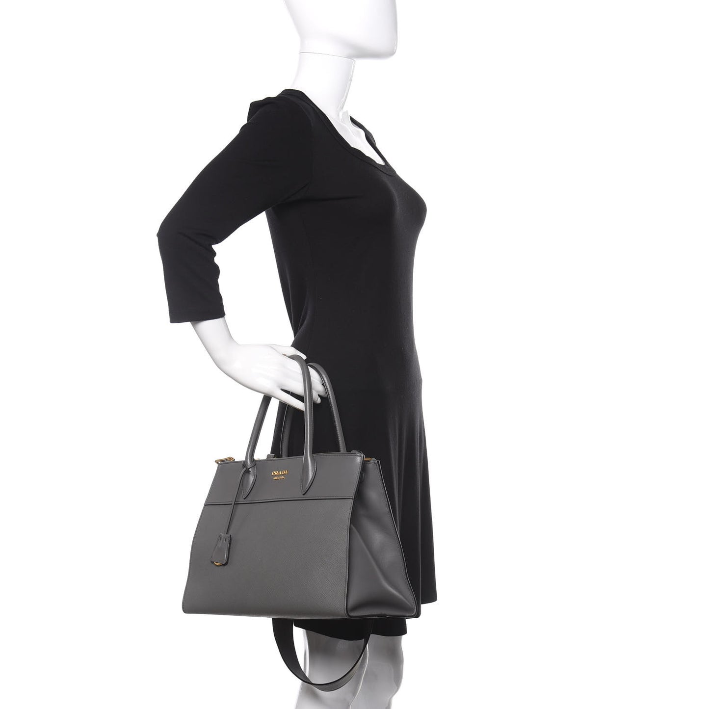 Saffiano City Calfskin Medium Esplanade Tote Mercurio