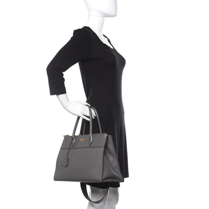 Prada Saffiano City Calfskin Medium Esplanade Tote Mercurio 3 of 10