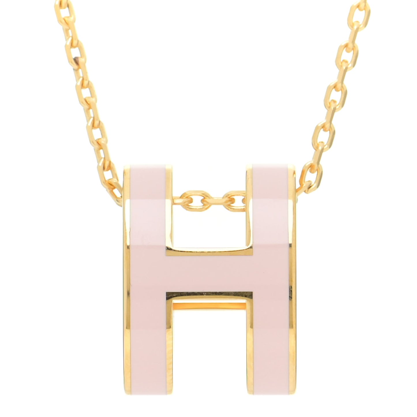 Lacquered Gold Pop H Pendant Necklace Rose Sakura