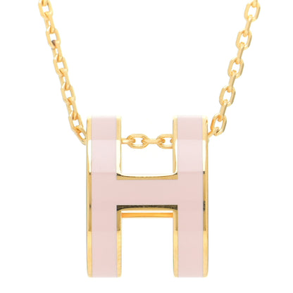 Hermes Lacquered Gold Pop H Pendant Necklace Rose Sakura 4 of 7
