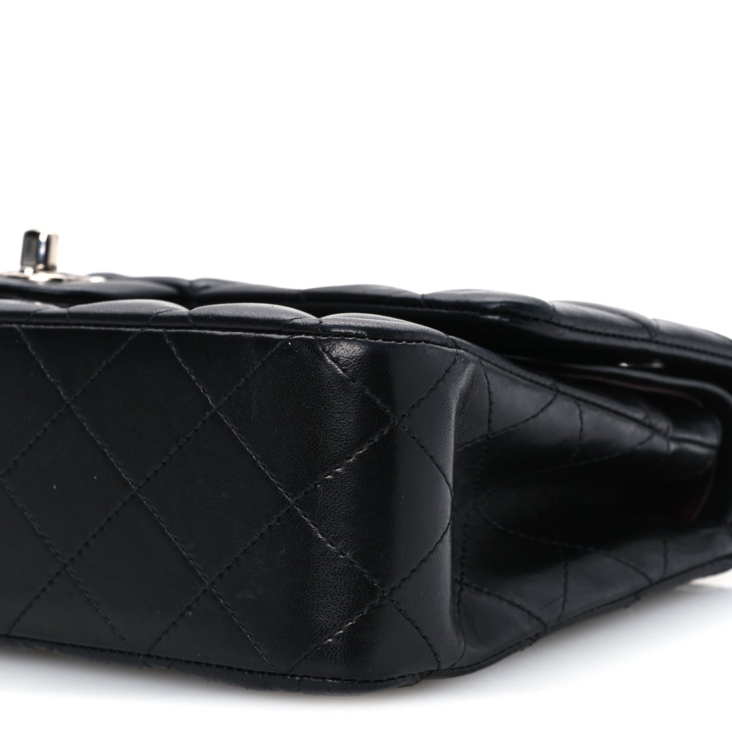 Lambskin Quilted Medium Double Flap Black Black