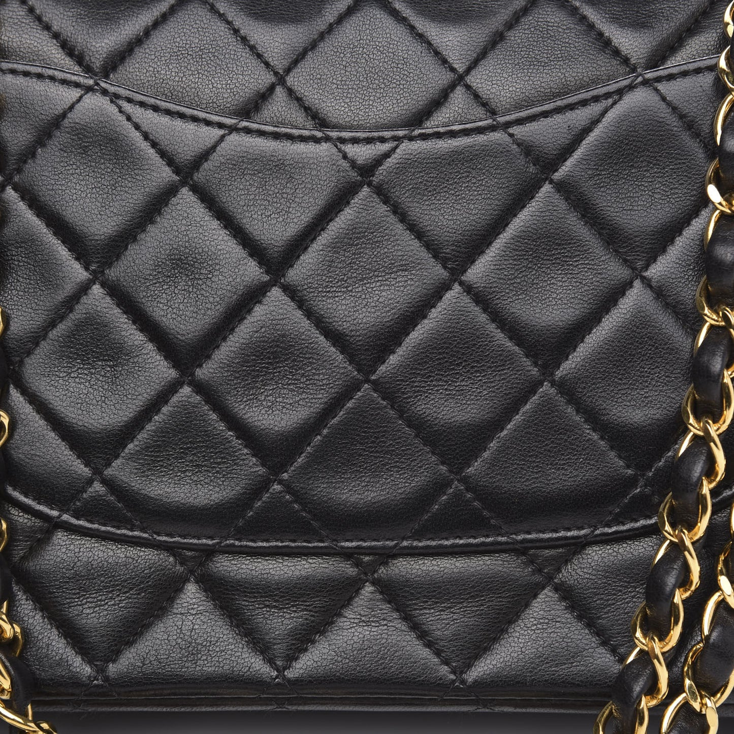 Lambskin Quilted Medium Double Flap Black
