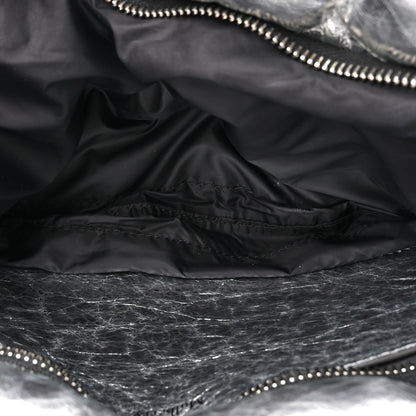 Mulberry Metallic Crinkled Calfskin Pillow Quilted Softie Clutch Silver 5 of 9