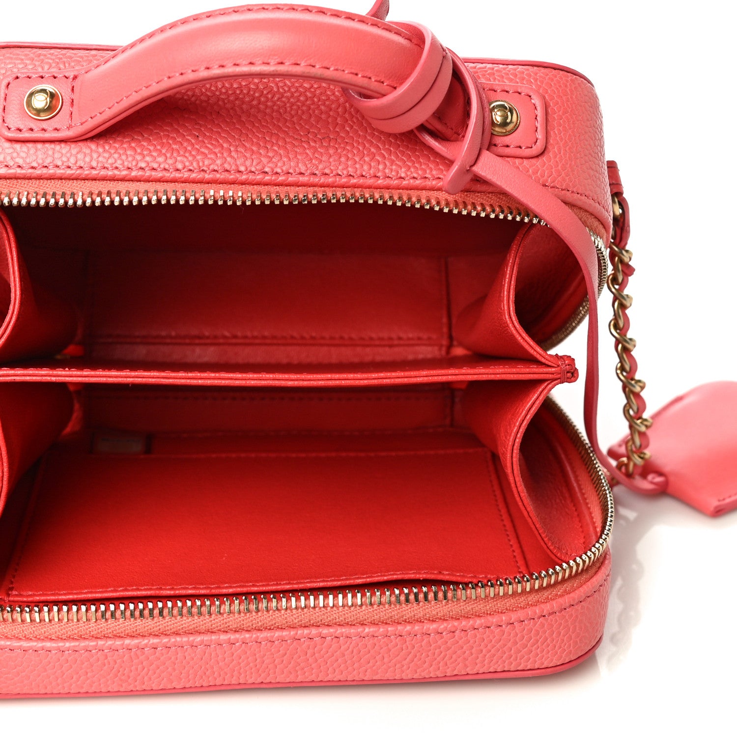 Chanel Caviar Quilted Small CC Filigree Vanity Case Coral 5 of 15