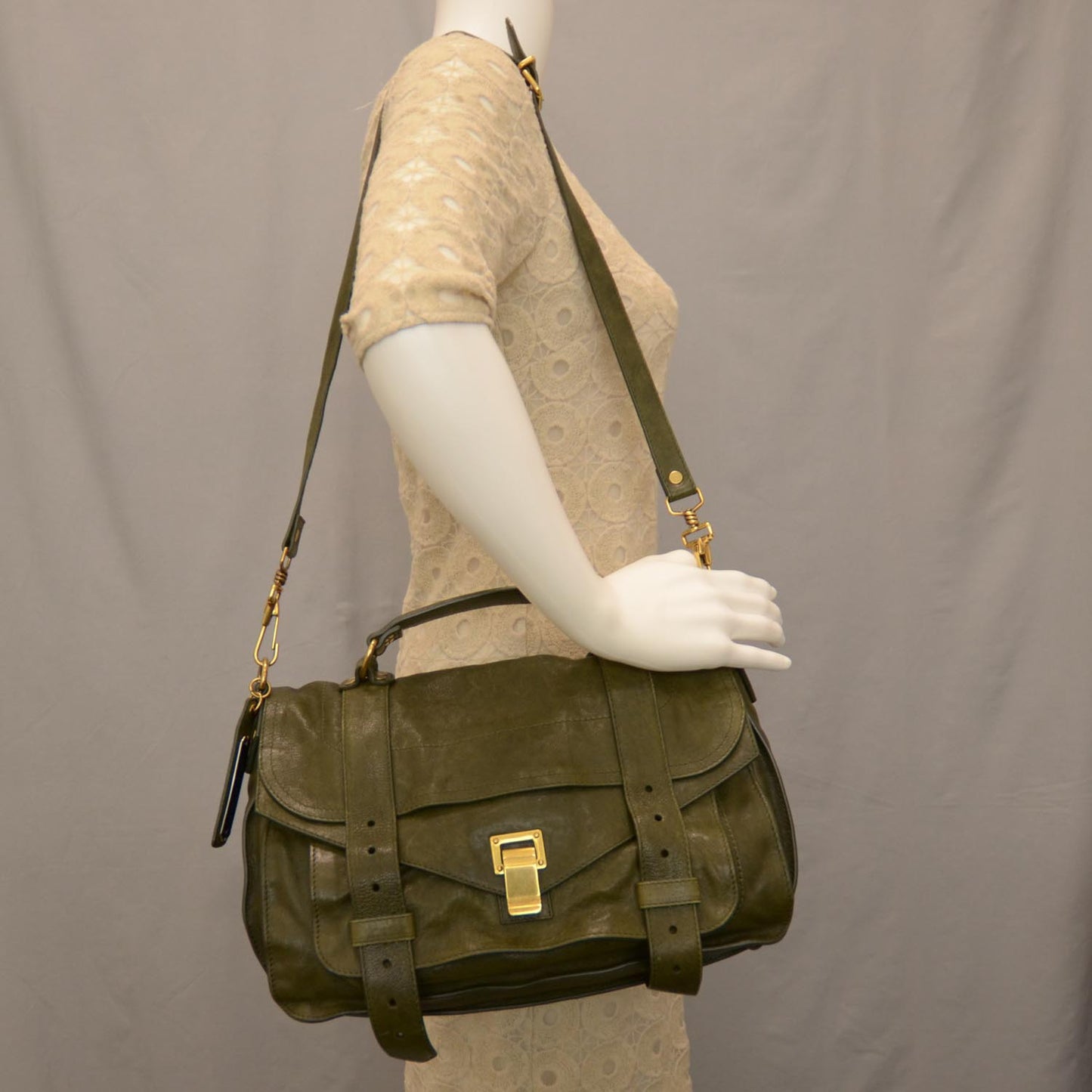 Lambskin PS1 Medium Satchel Military