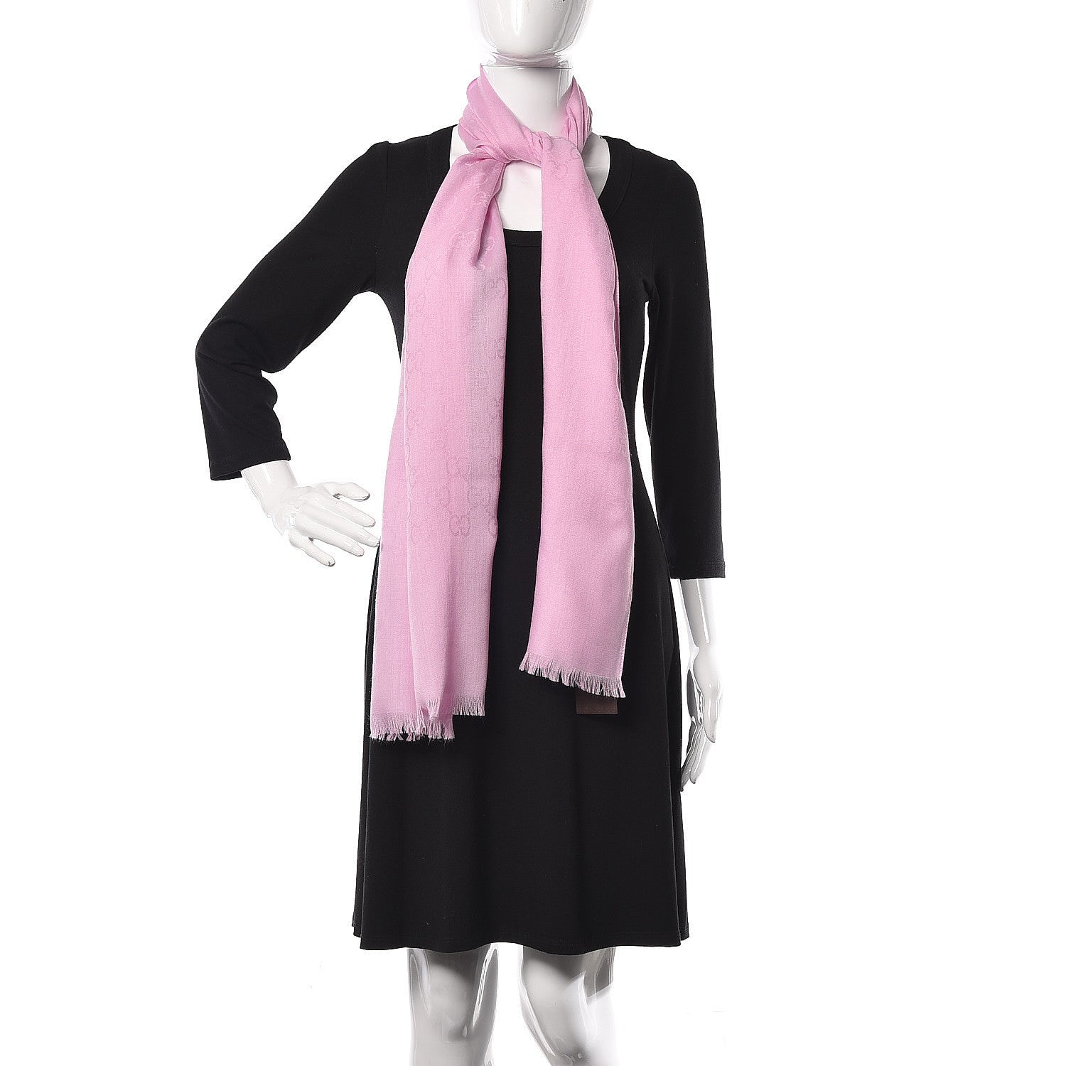 Gucci Wool Silk GG Monogram GGNat Scarf Rose 2 of 5