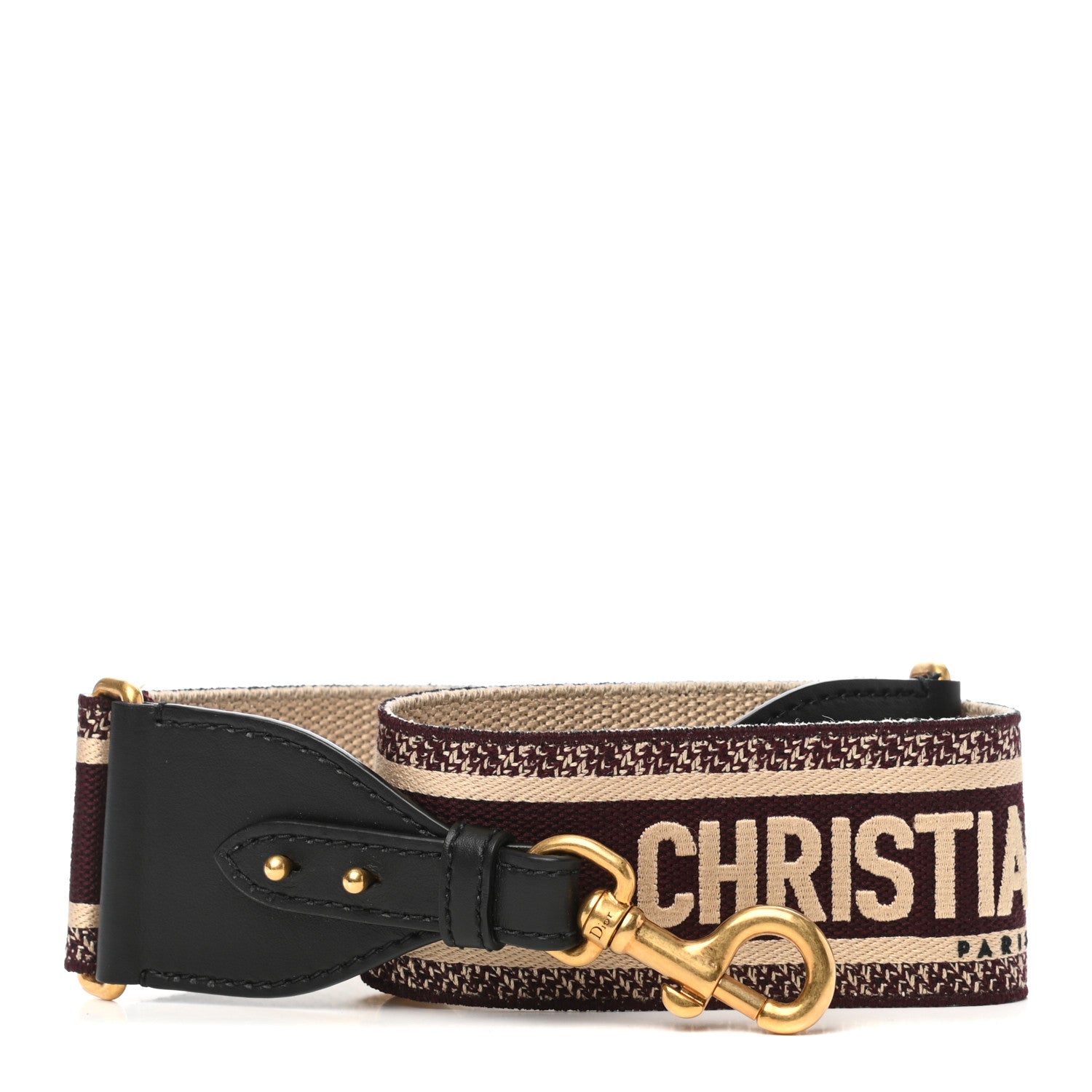 Christian Dior Canvas Embroidered Shoulder Strap Burgundy 1 of 4