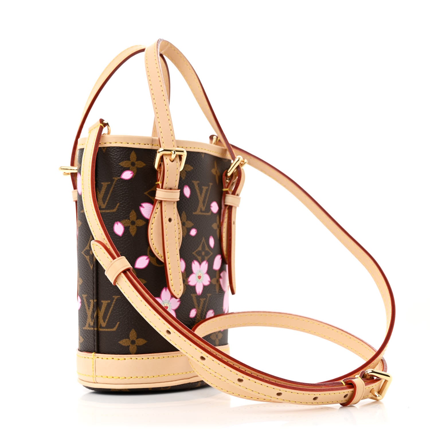 Louis Vuitton LV X TM Monogram Cherry Blossom Nano Bucket Sakura Brown 4 of 11
