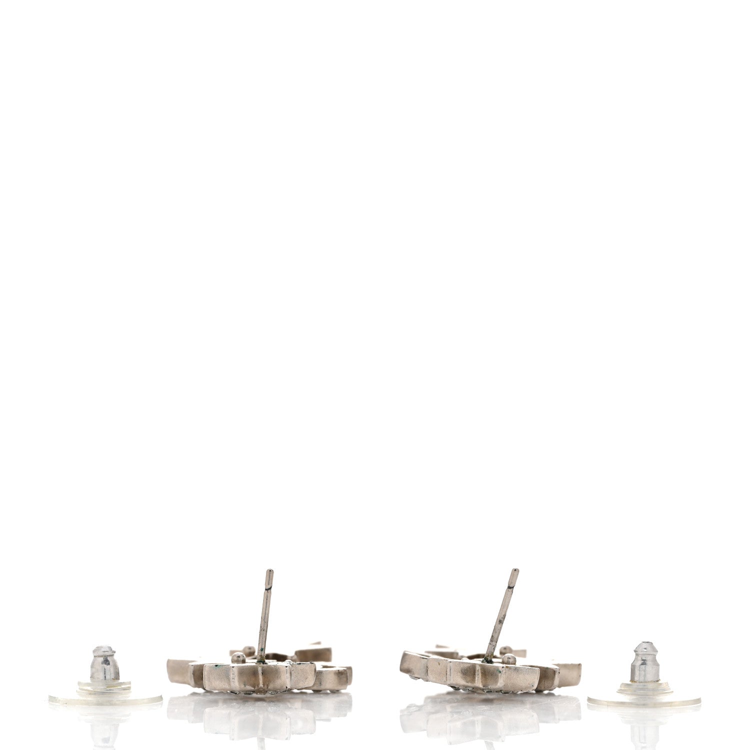 Chanel Crystal CC Star Earrings Silver 3 of 5