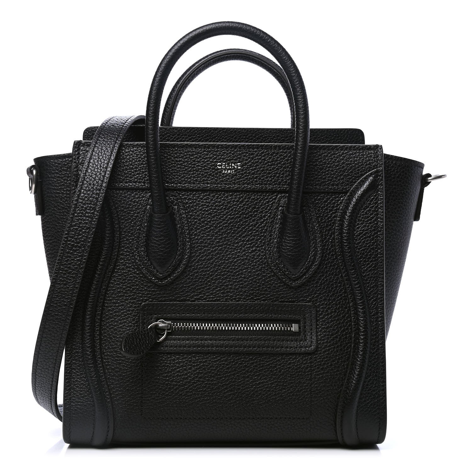 Celine Drummed Calfskin Nano Luggage Black 1 of 4